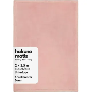 Hakuna Matte Wolkenweiche Spielmatte Baby 200x150x2,5cm, rosa | Coral Velvet Hochdichter Schaumstoff-Teppich für Krabbeln, gemütliches Spielen, wasserabweisend, pflegeleicht, für den Bauch
