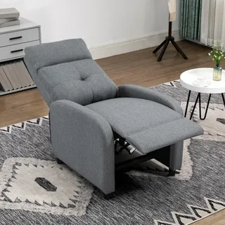 Homcom Relaxsessel Leinenoptik 67 x 98 x 87 cm Grau mit Liegefunktion