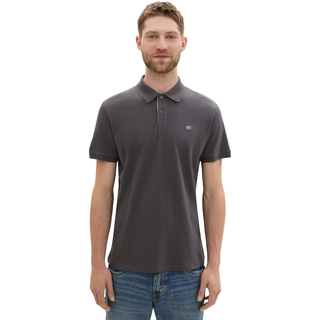 Poloshirt TOM TAILOR, Herren, Gr. M, grau (tarmac grau), Jersey, Obermaterial: 100% Baumwolle, unifarben, regular fit taillenbedeckt, ohne Ausschnitt, Shirts Poloshirt, im Doppelpack