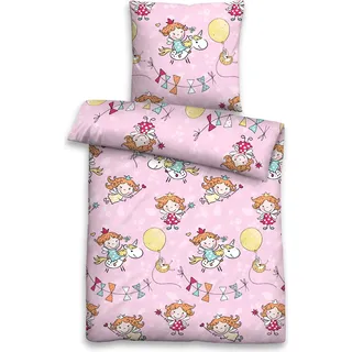 biberna Feinbiber-Bettwäsche EINHORN rose 1x 135x200 cm + 1x 80x80 cm - Rosa