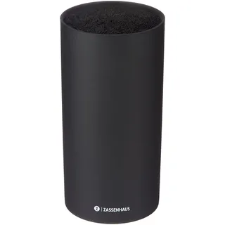 Zassenhaus Messerblock Rund aus Kunststoff in der Farbe Schwarz, Maße: 11cm x 11cm x 22cm, 078008