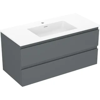 Mexen Orio Badezimmer-Unterschrank 100 cm mit Waschbecken Otis, 2 Schubladen, Grafit Matt/Weiß Matt - 91A10-10047-2-BFF66-W18M0?