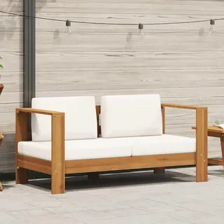 vidaXL Gartensofa mit Kissen 140 cm Akazien Massivholz Cremeweiß - Creme