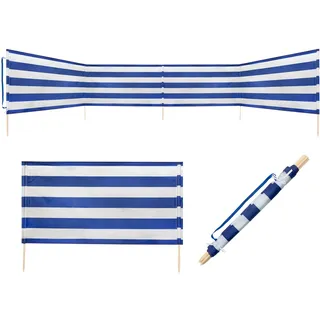 Idena - Windschutz in Blau-Weiß, mit Holzstäben, Tragegurt und Fixierungsbändern, 80 x 600 cm oder 80 x 800 cm, Sichtschutz für Strand, Camping und Garten (600 x 80 cm)