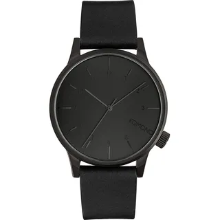 KOMONO Winston Regal All Black Japanische Analoge Quarzuhr für Herren mit Lederarmband