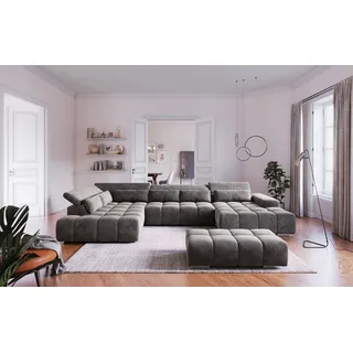 Cotta Wohnlandschaft Polyester U-Form 6 Nierenkissen Anthrazit
