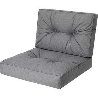 Bjird Sesselkissen, Kissen für Rattanmöbel, Sitzkissen & Rückenkissen, Sitzkissen für Sessel / Stühle - Indoor & Outdoor - Anti-Rutsch - 68x68, 68x39 cm, Graphit - Grau