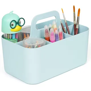 BELLE VOUS Kunststoff Putzmittel Organizer mit Henkel - 25x15.5x11 cm Mehrzweck-Korb für Bad, Schlafzimmer, Waschmittel, Make-up, Bastelsachen - Tragbarer Aufbewahrungskorb - Blau