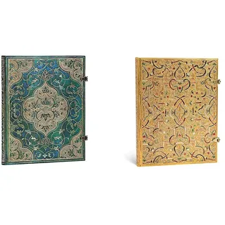 Paperblanks - Chroniken in Türkis - Notizbuch Ultra Liniert, Ultra (230 x 180) & GOLD INLAY ULTRA