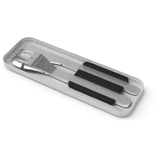MONBENTO - Besteck-Set MB Slim Box Onyx für Lunchbox - 3-Teilig Gabel Messer Löffel - Besteck-Set für Büro/Schule - Besteck to go für Lunchbox MB Original/MB Square Bento Box - Edelstahl - Schwarz