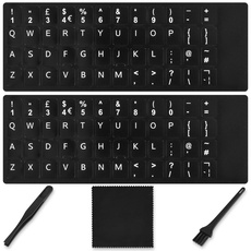 CaseBuy Englische Tastatur-Aufkleber (5-in-1), Ersatz QWERTY UK Englisch Tastatur-Aufkleber mit weißen Buchstaben auf schwarzem Hintergrund, universell für Laptop, Desktop-Computer, matte britische