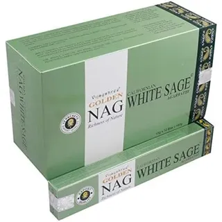 Vijayshree Golden Nag White Sage – 12 Packungen à 15 g = 180 g – Aromatherapie – Meditation – Spiritualität – 100% natürlich, umweltfreundlich