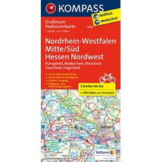 KOMPASS Großraum-Radtourenkarte 3706 Nordrhein-Westfalen Mitte/Süd, Hessen Nordwest 1:125.000