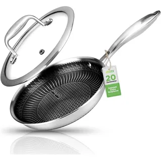 NutriChef Edelstahlpfanne 20 cm mit Deckel