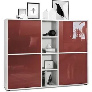 Vladon Highboard, Bordeaux, Holzwerkstoff, 130.5x105.5x35.5 cm, Wohnzimmer, Kommoden & Sideboards, Highboards