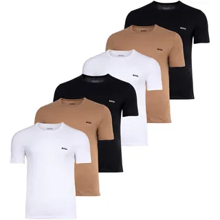T-Shirt BOSS "T-Shirt T-Shirt RN 3P Classic 6er Pack", Herren, Gr. M, bunt (schwarz, weiß, hellbraun), Obermaterial: 100% Baumwolle CO., Shirts T-Shirt