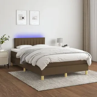 "2024"Moderne Boxspringbett mit Matratze & LED Dunkelbraun 120x200 cm Stoff - Klassische Betten DE9772771 - Braun