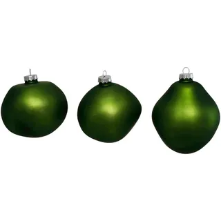 Leonique Weihnachtsbaumkugel »Birdelle matt, Weihnachtsdeko, Christbaumschmuck, Christbaumkugeln«, (Set, 3 St.), Baumkugeln in organischer Form, Ø 10 cm, organische Kugeln aus Glas, grün