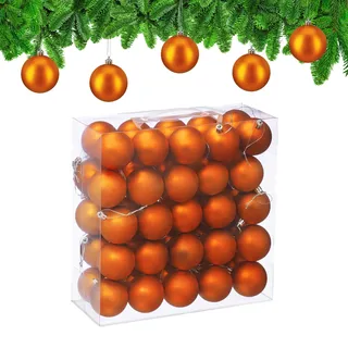 Relaxdays Weihnachtskugeln 50er Set, Weihnachtsdeko, Mattes Design, Christbaumkugel, Tannenbaumschmuck in ∅ 6 cm, orange