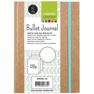 Vaessen Creative Bullet Journal, BuJo Notizbuch Planer mit 120 Gepunktete Seiten, Punktierten Linien, Punktraster, Braun, A5