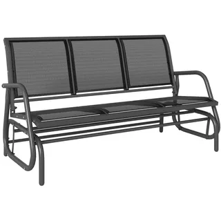 Outsunny Schaukelstuhl, 3-Sitzer Gartenbank, Metall, Dunkelgrau, 120 x 70 x 85 cm , Schwarz , 70x85x147 cm , Gartenmöbel, Gartenliegen, Liegestühle