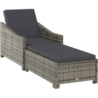 vidaXL Sonnenliege mit Dunkelgrauer Auflage Poly Rattan Grau - Grau