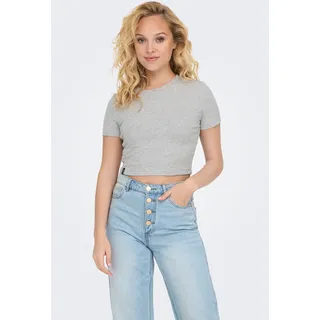 ONLY Kurzarmshirt »ONLBETTY S/S O-NECK SHORT TOP CC JRS«, softe Jerseyqualität, grau