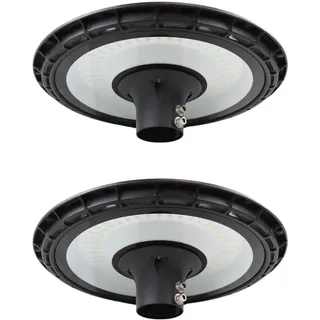 LUXULA 2 Stück LED Straßenlaterne rund 120W 12000lm, 3000K, IP65 | 3000K Warmweiß, IP65, für Mast Ø60mm, wetterfeste Straßenlampe, Mastleuchte außen für Parkplatz und Garten, robust