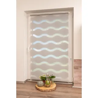 Doppelrollo K-HOME "Welle" Gr. 9, grau, B:120cm H:150cm, Polyester, Rollos, Doppelrollo, im Festmaß