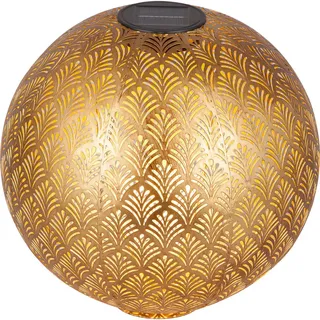 Ambia Garden Solarleuchte , Goldfarben , Metall, Kunststoff , 300 mm , rund , RoHS, Ce , mit Schalter, Ladeanzeige, aufladbar über Usb , Dekoration, Gartendeko