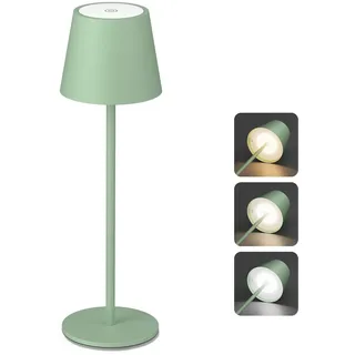 Aipsun Dimmbare led akku tischleuchte grün mit 5500mAh[5V 2A], Wiederaufladbar Warmweiß(2700k-6000k) Aluminium Outdoor Tischlampe IP54 wasserdicht für Restaurant, Schlafzimmer, Bar