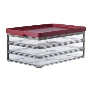 Mepal Aufschnittbox omnia, 3 Schichten, Praktisch stapelbare Kühlschrankdosen, Farbe: bordeaux, Nordic berry