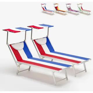 2er Set professionelle Liegestühle Strandliegen Sonnenliegen aus Aluminium für den Strand Santorini Europe - Frankreich