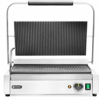HENDI Kontaktgrill XL, Panini-, sandwich- & Kontaktgrill, Regelbar bis max. 300°C, 230V, 2700W, 548x415x(H)210mm, Edelstahl