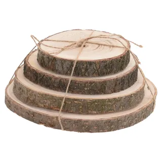 1.05 Holz Baumscheibe natur - 4er Set von 13-22 cm - Deko Holz Scheibe - Modell: 4er Set