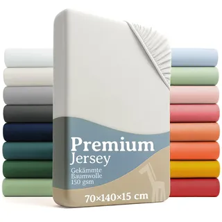 Laleni Premium Spannbettlaken 70x140x15 cm Babybett 2er Set | Oeko-TEX zertifiziertes Bettlaken 70x140 Kinderbett | Kinderbettwäsche 70x140 100% Baumwolle | Spannbettlaken 70x140 cm Baby in Ivory