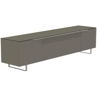Moderano Lowboard , Grau, Alufarben , Metall , 3 Fächer , 210x51x45 cm , Beimöbel erhältlich, stehend, Abdeckplatte aus Glas , Wohnzimmer, TV Möbel, Lowboards, Lowboards stehend