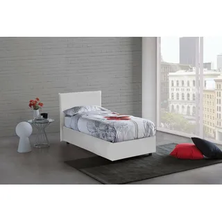 Talamo Italia - Einzelbett Cassandra, Bettkasten mit Kunstlederbezug, 100 % Made in Italy, Öffnung vorne, inklusive Matratze 80 x 200 cm, Weiß