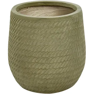 Beliani Blumentopf olivgrün rund 27/27/32 cm Livadia , Grün , Naturmaterialen , 32 cm , Dekoration, Blumen & Blumentöpfe, Übertöpfe