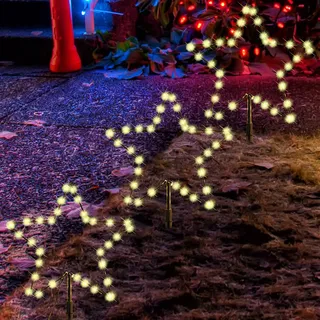 salcar 2m Weihnachtsbeleuchtung Außen, 3er Pack LED Stern Weihnachtsdeko Garten, Außenbeleuchtung Stableuchte mit Erdspieß, Schwarze Sterne, Warmweiß