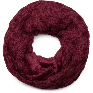 Stylebreaker "Feinstrick Loop mit Flecht Muster und Teddyfleece", 1 Stk., bordeaux, violett),