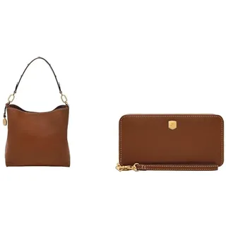 Fossil Damen Jessie Braune Ledertasche und Lennox Portemonnaie, Set