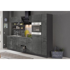 Bild von MÖBEL Küchenzeile »Tulsa«, ohne E-Geräte, Breite 300 cm, schwarze Metallgriffe, MDF Fronten, grau