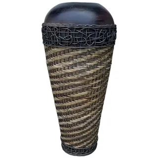 Romimex Bodenvase Braun, Rattan, Terrakotta, 30 x 80 x 30 cm