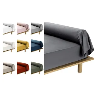 Nackenrolle Bezug Leinen 85x185 cm Perkal 78 Fäden (Anthrazit) - Grau
