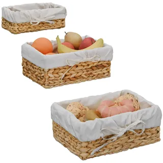 Relaxdays 3tlg.BROTKORB-SET , Textil, Metall , 30.5x12x23 cm , Geschirr, Tischkultur & Serviergeschirr, Brotkörbe