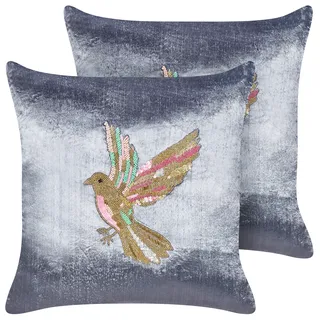 Beliani Ruellia Dekokissen 45 x 45 cm Grau