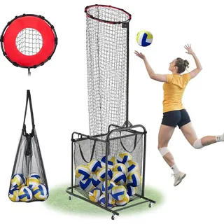 Vevor Volleyball Trainingsnetz, winkel- und höhenverstellbarer Volleyballtrainer, tragbares Übungsnetz mit Wagen & Rädern & Tragetasche, professionelles Aufschlag & Schmettertraining