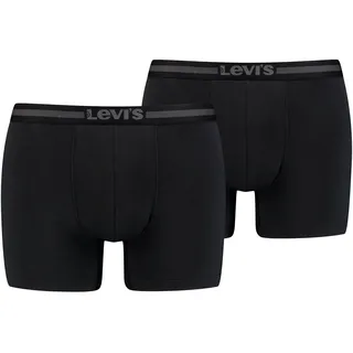 Boxershorts LEVI'S "LEVIS MEN TENCEL BOXER BRIEF 2P", Herren, Gr. XL, 2 Stk., schwarz (jet schwarz), Obermaterial: 95% Baumwolle, 5% Elasthan, unifarben, körpernah, Unterhosen Boxershorts, mit breitem Logobund