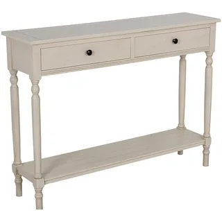 DRW Konsolentisch für den Eingangsbereich mit 2 Schubladen aus Holz in Beige, 110 x 28 x 81 cm, Medidas: 110x28x81cm
